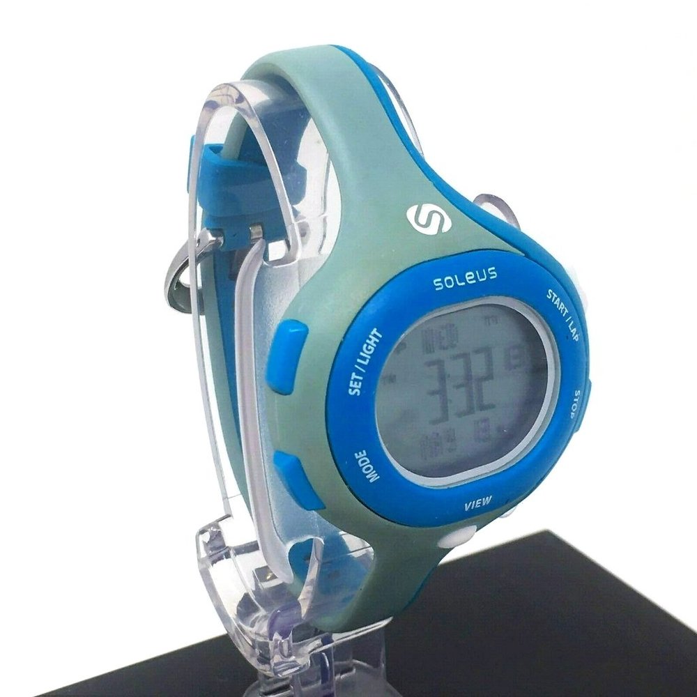 Soleus SR009 Blue Aqua Oval "Sanity is Slow Run Wild" Digital Sports Watch